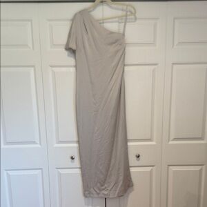 NWT Banana Republic Monogram Collection One-Shoulder Silver Evening Dress